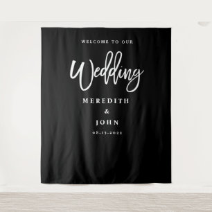 Tenture Fond de mariage personnalisé noir et blanc