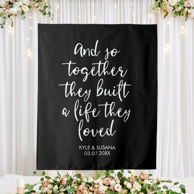 Tenture Fond de mariage personnalisé noir et blanc Ensembl (Custom Black & White Wedding Backdrop So Together
)