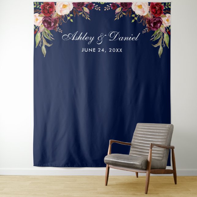 Tenture Fond de mariage Photobooth Accessoire Bordeaux Ble (En situation)