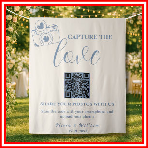 Tenture Fond de mariage QR Capture The Love Dusty Blue