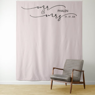 Tenture Fond de mariage rose pâle avec M. et Mme Blush Ros