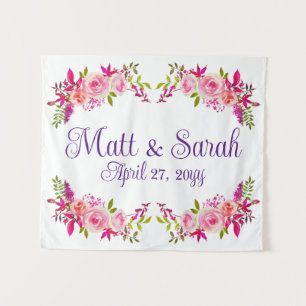 Tenture Fond de mariage rose pour réception, accessoire po