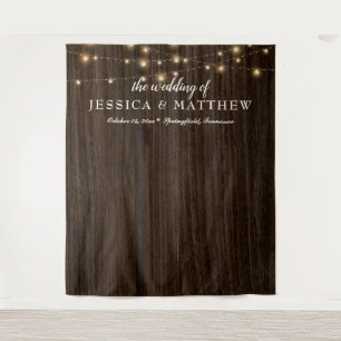 Tenture Fond de mariage rustique avec lumières scintillant
