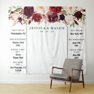 Tenture Fond de mariage rustique burgundy marsala