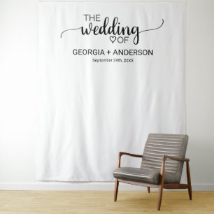 Tenture Fond de mariage simple calligraphie noire pour pho