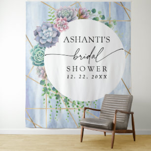 Tenture Fond de mariage succulent Blue Blush 