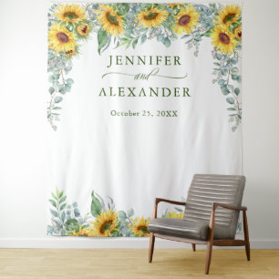 Tenture Fond de mariage tournesol eucalyptus pour photos