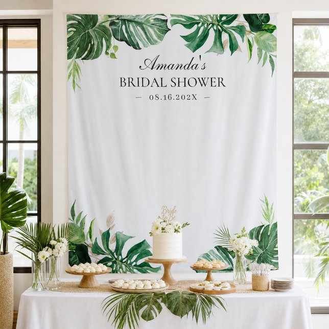 Tenture Fond de mariage tropical avec feuilles de palmier (Créateur téléchargé)