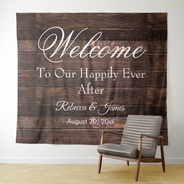 Tenture Fond de mariage unique rustique et heureux pour ap (En situation (horizontale))