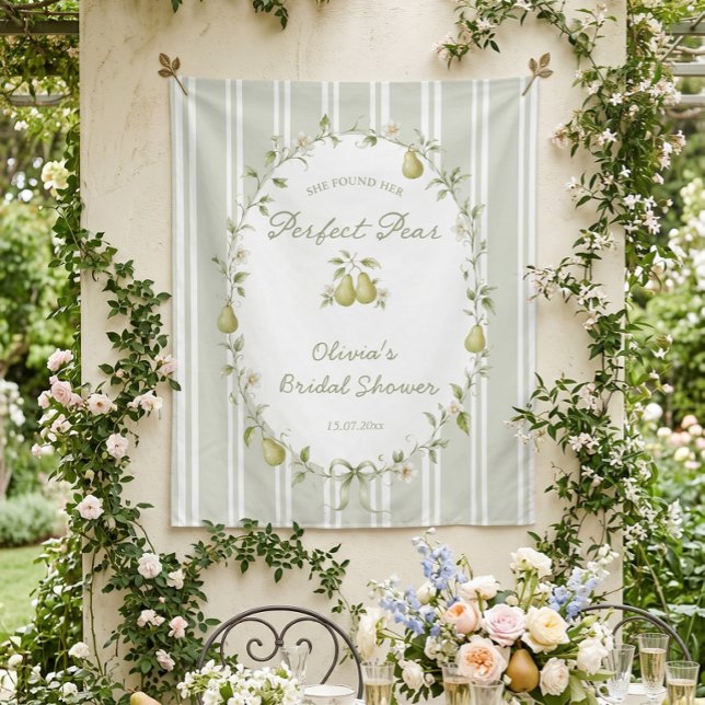 Tenture Fond de mariage vert sauge Perle de poire parfaite (Créateur téléchargé)