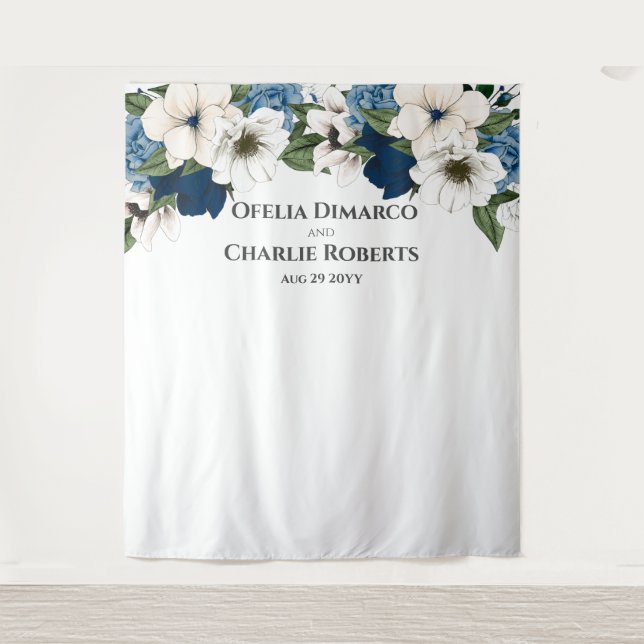 Tenture Fond de mur aquarelle bleu poussiéreux, marine et  (Devant)