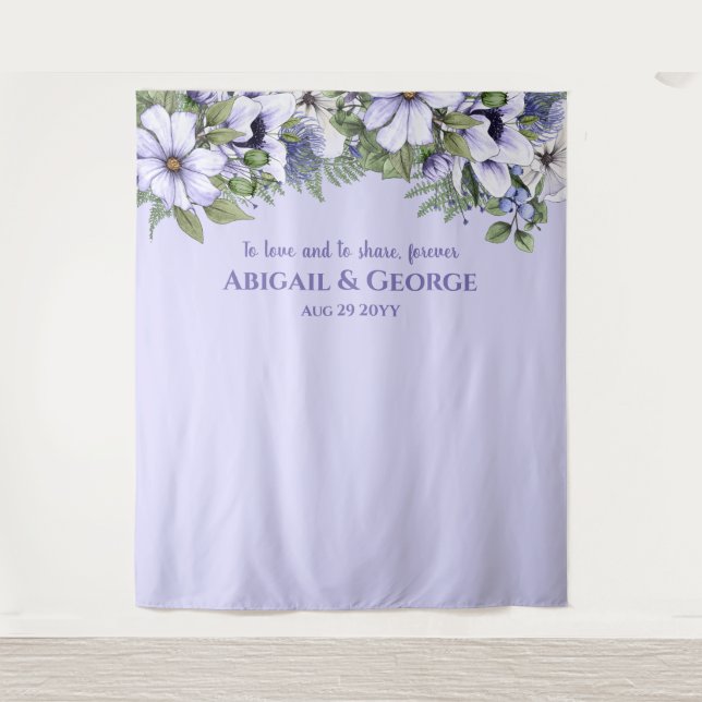 Tenture Fond de mur floral de pervenche pour mariage (Devant)