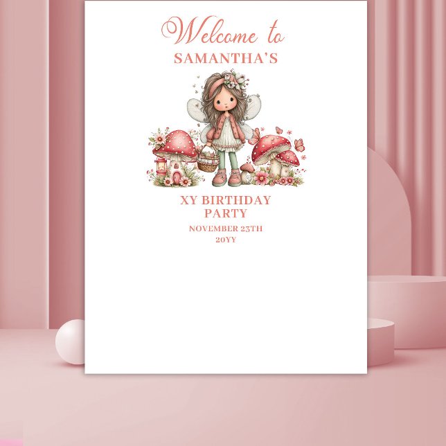 Tenture Fond de naissance de fille floral rosée fée radieu (Radiant Fairy Blush Floral Girl Birthday Backdrop)