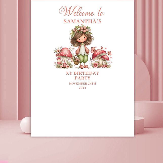 Tenture Fond de naissance Fée Fleurie Rose Bloom (Bloom Fairy Pink Floral Girl Birthday Backdrop)