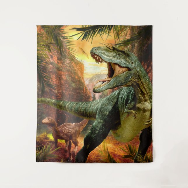 Tenture Fond de naissance Garçons Dinosaure TRex |  Toile  (Devant)