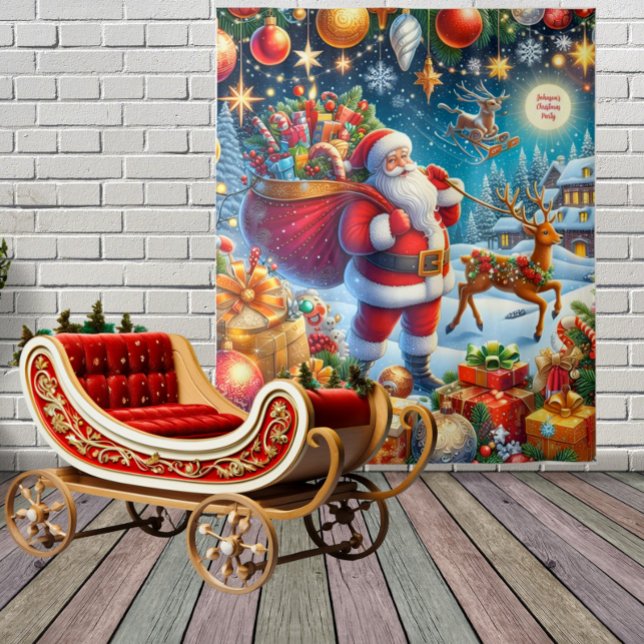 Tenture Fond de Noël avec Père Noël et rennes  (Créateur téléchargé)