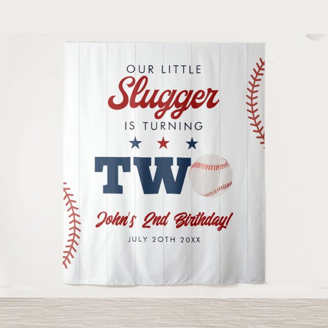 Tenture Fond de photo d'anniversaire de 2 ans Slugger Base (Devant)