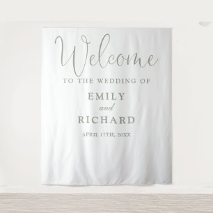 Tenture Fond de photo de bienvenue de mariage vert sauge s