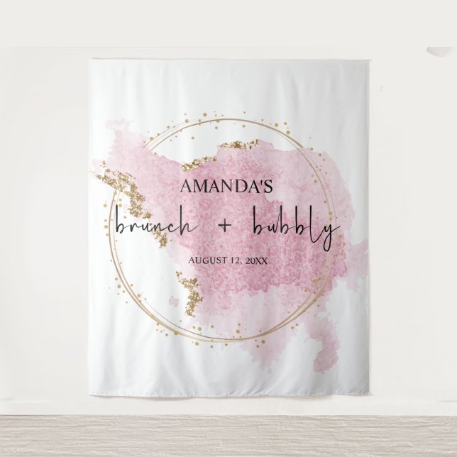 Tenture Fond de photo de brunch et de bulles rose doré (Devant)