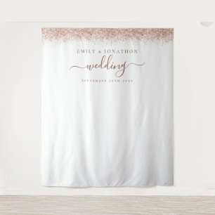 Tenture Fond de photo de mariage avec noms en glitter or r
