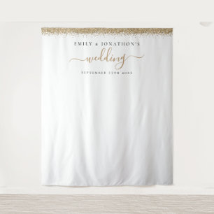 Tenture Fond de photo de mariage avec noms en paillettes d