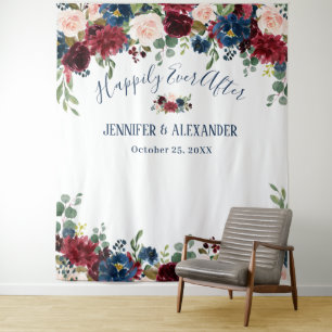 Tenture Fond de photo de mariage Burgundy Navy Blue Blush