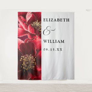Tenture Fond de photo de mariage floral élégant rouge Bour
