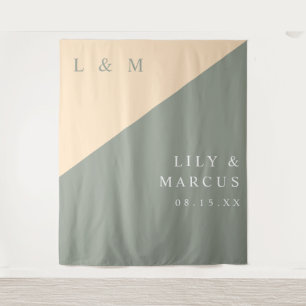 Tenture Fond de photo de mariage minimaliste vert sauge cr