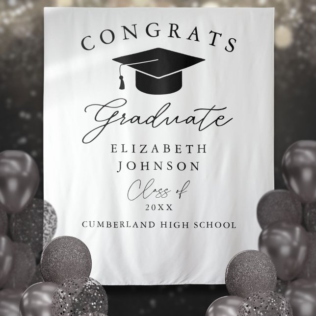 Tenture Fond de photo de remise de diplômes élégant modern (Modern Elegant Graduation Photo Backdrop)