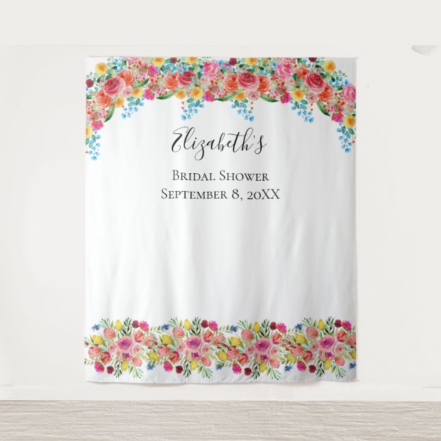 Tenture Fond de photo floral pour mariage et baby shower (Devant)