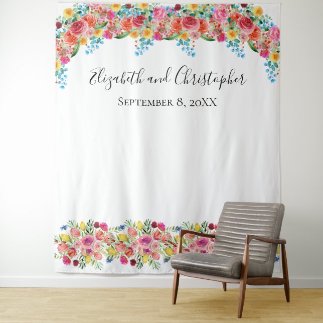 Tenture Fond de photo floral prop de mariage Shower  (En situation)