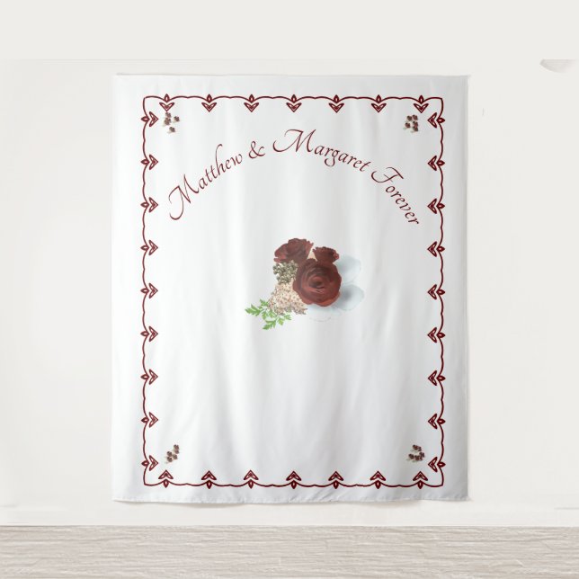 Tenture Fond de photobooth mariage Rose Bourgogne (Devant)