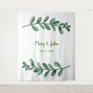 Tenture Fond de photographie de mariage aux feuilles verte