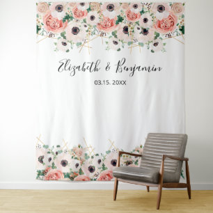 Tenture Fond de photographie de mariage floral aquarelle r