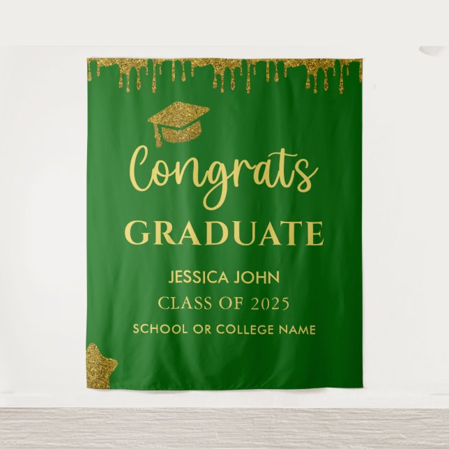 Tenture Fond de photographie de remise de diplômes vert ém (Devant)