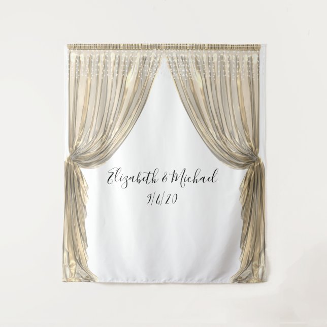Tenture Fond de photographie mariage élégant rideau jaune  (Devant)