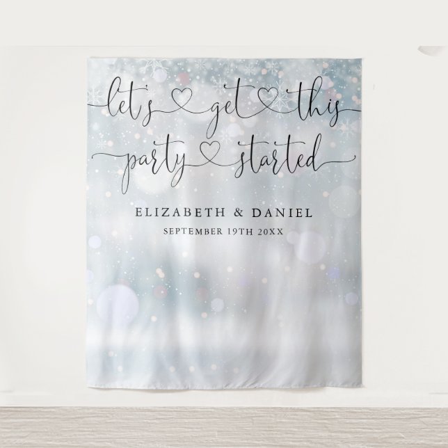 Tenture Fond de Photographie Mariage Hiver Début de Fête (Devant)