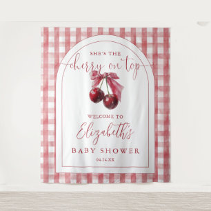 Tenture Fond de Photographie pour Baby Shower Cerise sur l