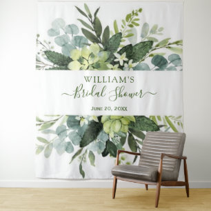 Tenture Fond de photomaton chic pour Baby Shower Eucalyptu