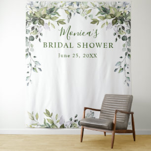 Tenture Fond de photomaton chic pour Baby Shower Eucalyptu