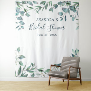 Tenture Fond de photomaton chic pour Baby Shower Eucalyptu