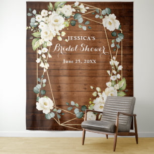 Tenture Fond de photomaton chic pour Baby Shower Rose Blan