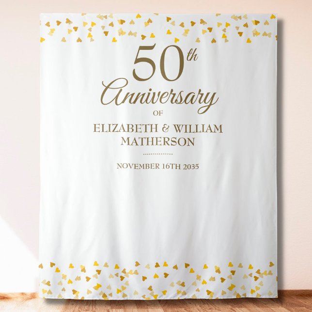 Tenture Fond de photomaton Cœurs dorés 50e anniversaire (Créateur téléchargé)
