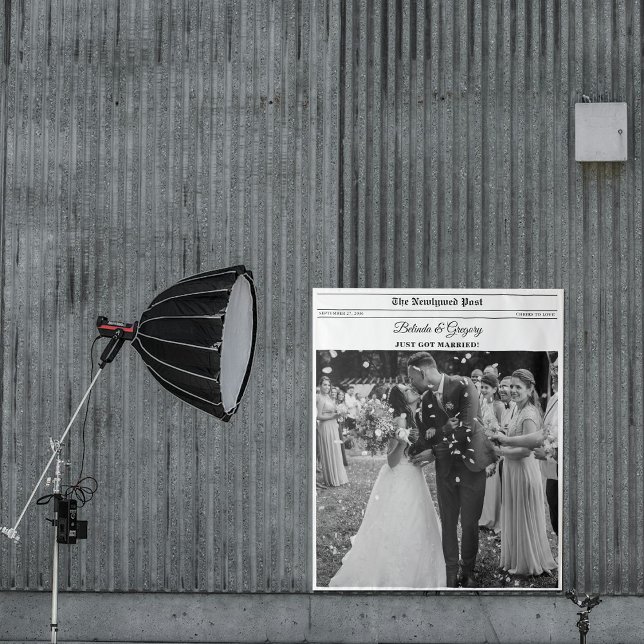 Tenture Fond de photomaton de journal de mariage amusant (Wedding Newspaper Fun Photo Photobooth Backdrop)