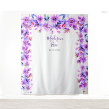Fond de photomaton de mariage à fleurs violettes