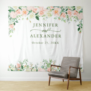 Tenture Fond de photomaton de mariage aux élégantes roses