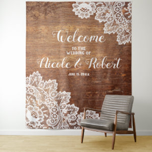 Tenture Fond de Photomaton de mariage en bois rustique ave
