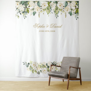 Tenture Fond de photomaton de mariage Fleurs Blanches Bohè