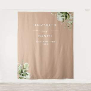 Tenture Fond de photomaton de mariage floral beige