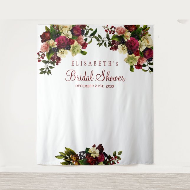 Tenture Fond de photomaton de mariage floral burgundy pour (Devant)